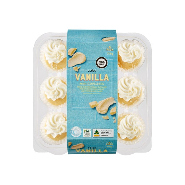 Coles Vanilla Mini Cupcakes 9 Pack | 216g