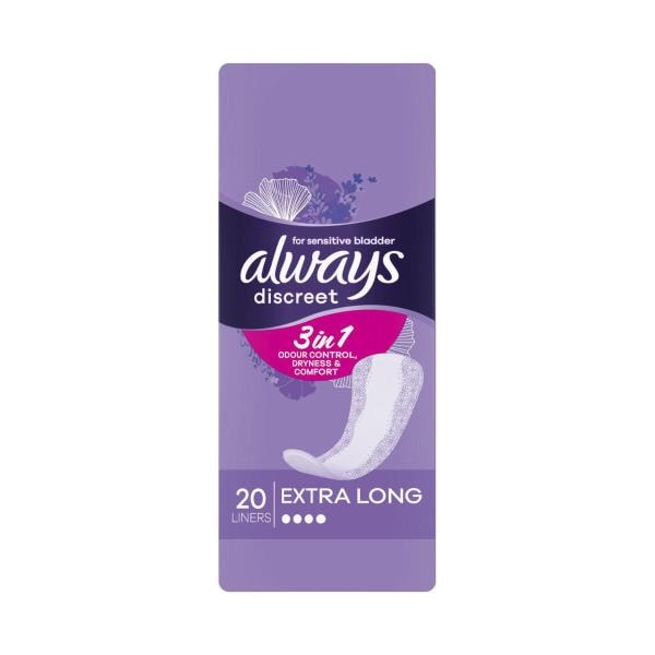 Always Discreet Liners Long Plus For Bladder Leaks | 20 pack