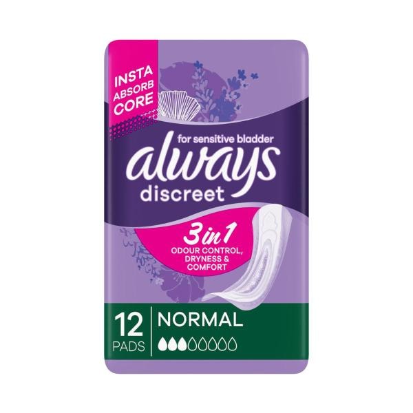 Always Discreet Normal Incontinence Pads | 12 pack