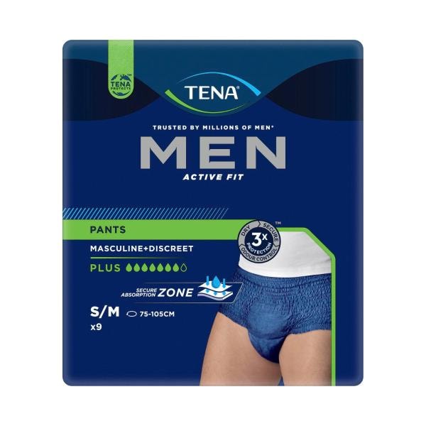 Tena Men Active Fit Plus Navy Small/Medium Incontinence Pants | 9 pack