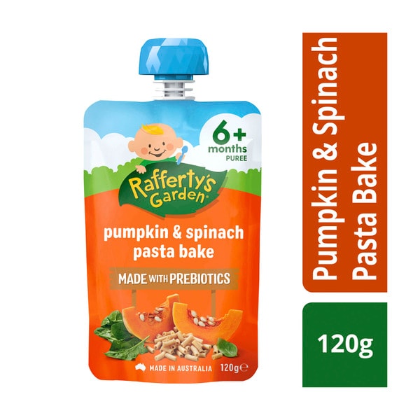 Rafferty's Garden Pumpkin & Spinach Pasta Bake Baby Food Prebiotics Pouch 6+ Months | 120g