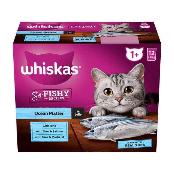 Whiskas 1+ Years So Fishy Recipe Ocean Platter In Jelly Cat Food 85g | 12 pack