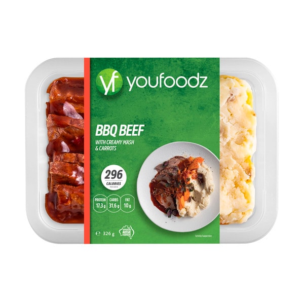 Youfoodz Slow Cooked BBQ Beef And Mash Meal | 326g