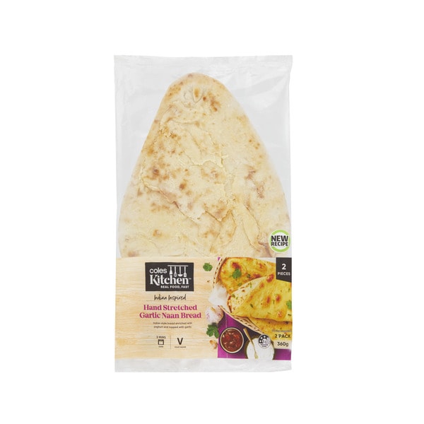 Coles Kitchen Garlic Naan 2 | 360g