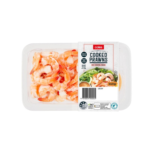 Coles Cooked Prawns With Cocktail Sauce | 260g