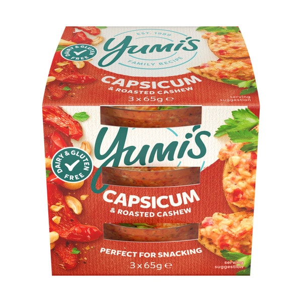 Yumi's Mini Roasted Capsicum & Cashew Dip 3 Pack | 195g