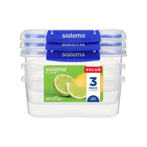 Sistema Plus Rectangle Containers 1 Litre | 3 pack