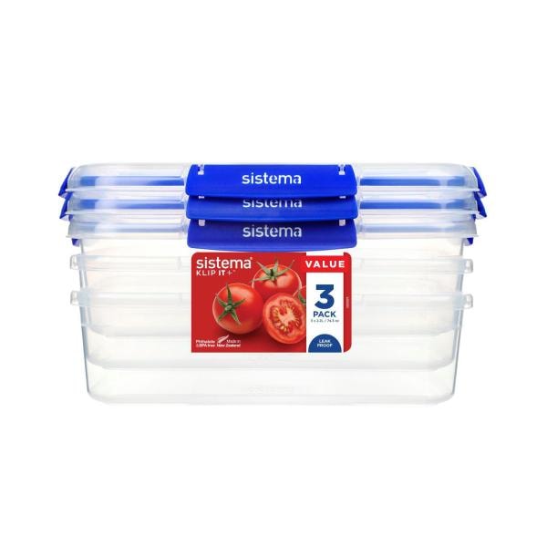 Sistema Plus Rectangle Containers 2.2 Litre | 3 pack