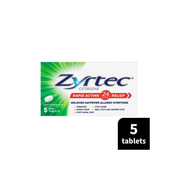 Zyrtec Rapid Acting Hayfever Allergy Relief Antihistamine Mini Tablets | 5 Pack