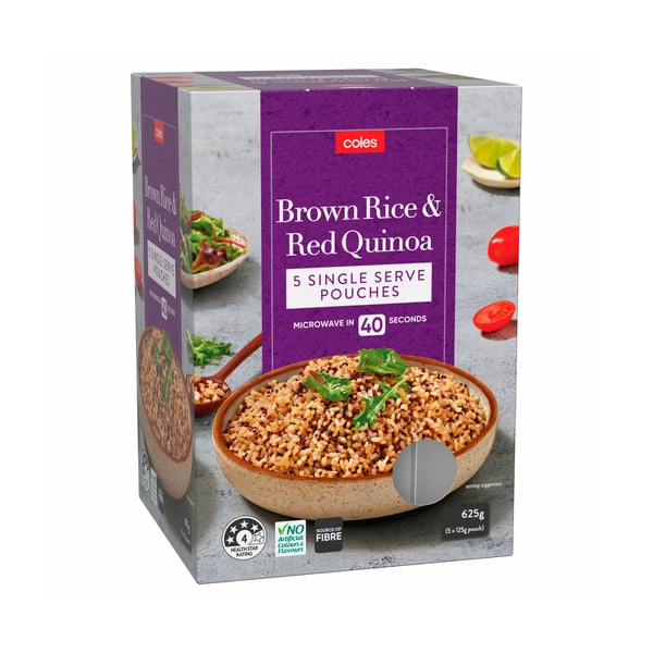 Coles Microwavable Brown Rice & Quinoa Pouch 5pack | 625g
