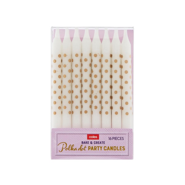 Coles Bake & Create Polka Dot Party Candles | 16 piece