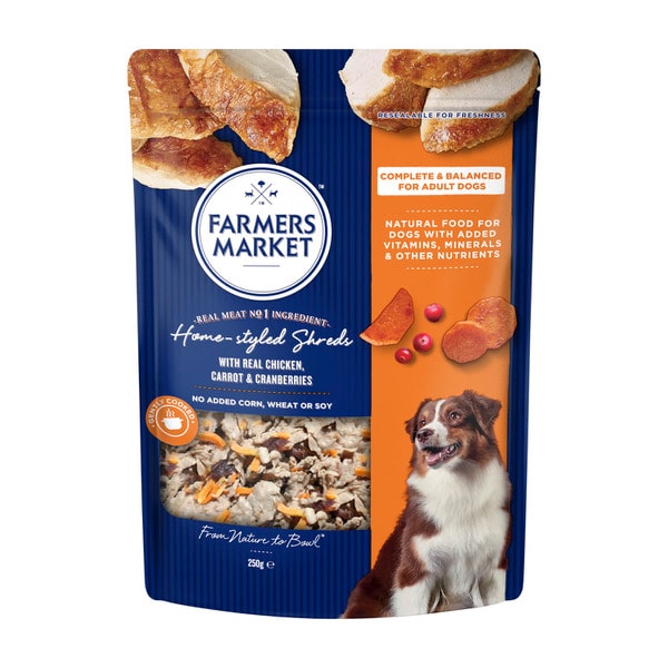Farmers Market Adult Chilled Fresh Dog Food Homestyle Shreds With Chicken Carrot & Cranberries | 250g