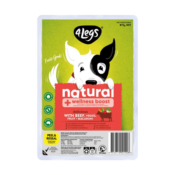 4 Legs Natural Wellness Boost Dog Food With Beef Vegies & Fruit Meatballs | 870g