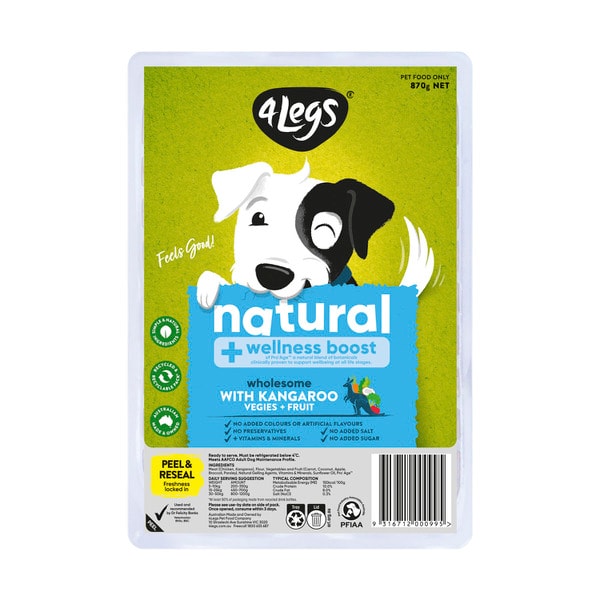 4 Legs Wellness Boost With Kangaroo Vegies & Fruit Meatballs Dog Food Tray | 870g