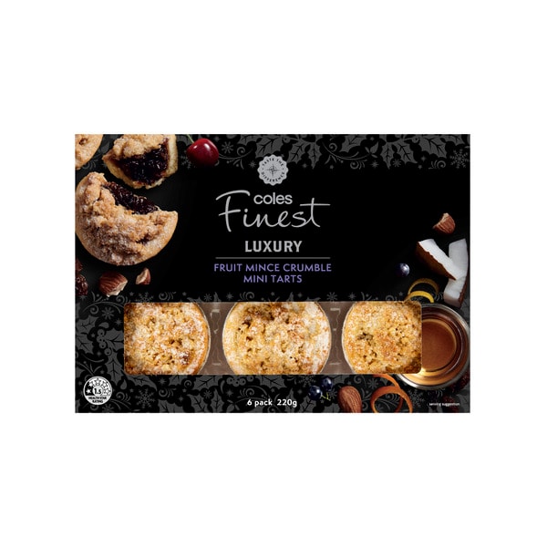 Coles Finest Fruit Mince Crumble Mini Tarts 6 Pack | 220g