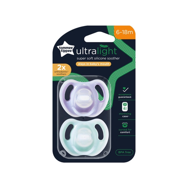 Tommee Tippee Ultra-Light Silicone Dummy 2 Pack 6-18m | 2 pack