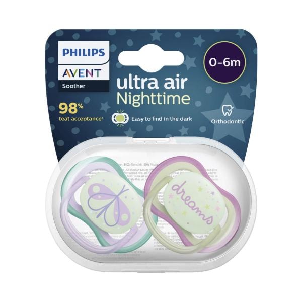 Avent Air Nighttime Mix 0-6 Months Soother | 2 pack