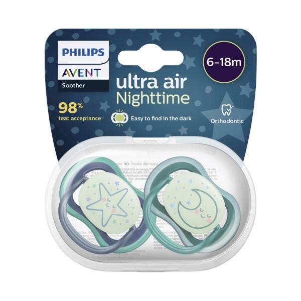 Avent Soother Air Nighttime Mix Bpa Free 6-18 Months | 2 pack