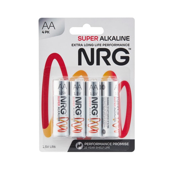 NRG Super Alkaline AA Batteries | 4 pack