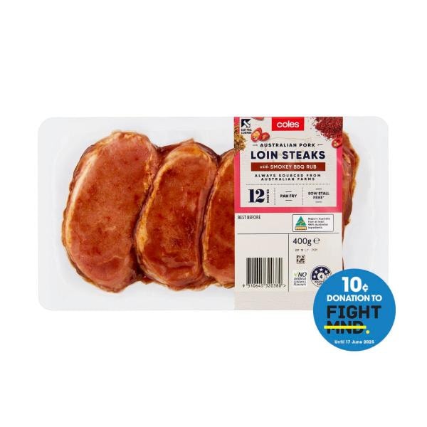 Coles Pork Loin Steaks With Smokey BBQ Rub | 400g