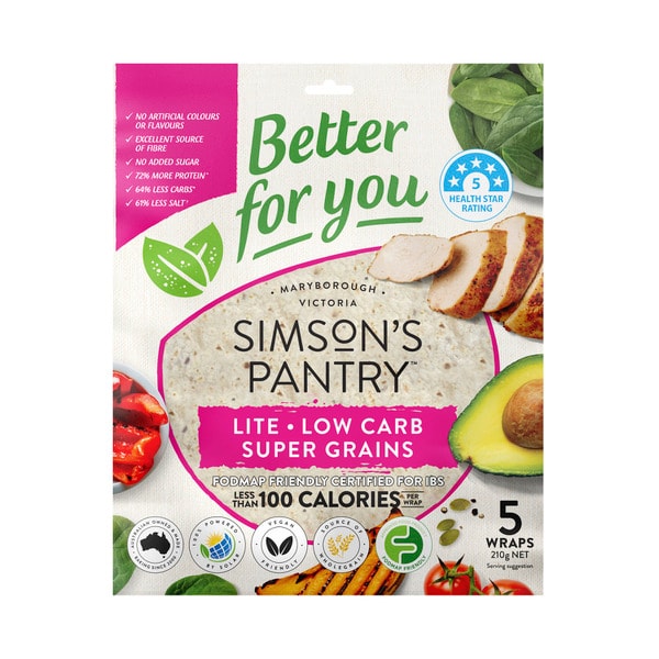 Simson's Pantry Lite Super Grains Wraps 5pack | 210g
