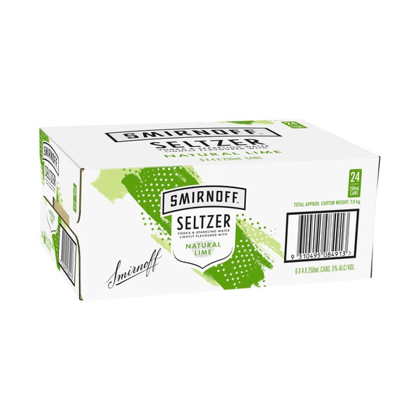 Smirnoff Seltzer Lime Can 250mL | 24 Pack