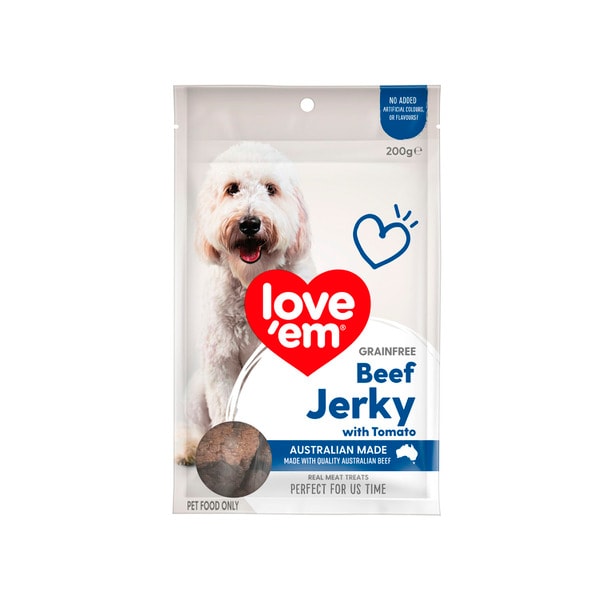 Love'em Grain Free Dog Treats Beef Jerky With Tomato | 200g