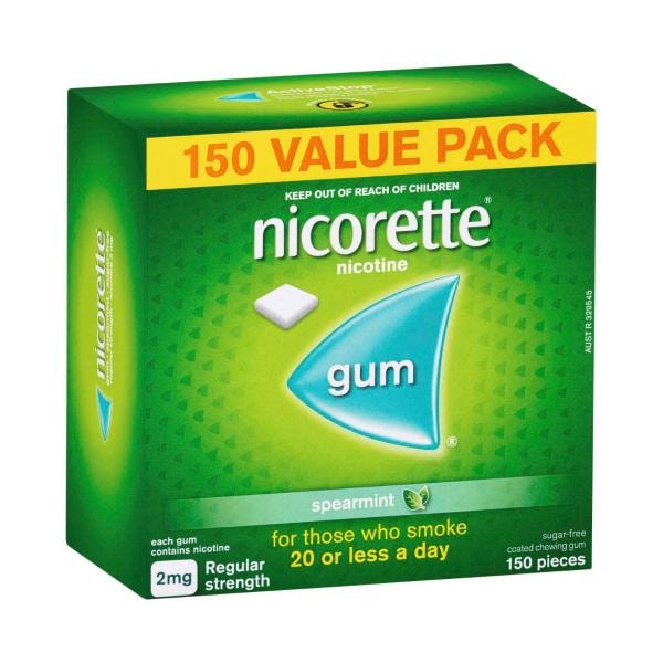 Nicorette Quit Smoking Regular Strength Nicotine Gum Spearmint | 150 pack