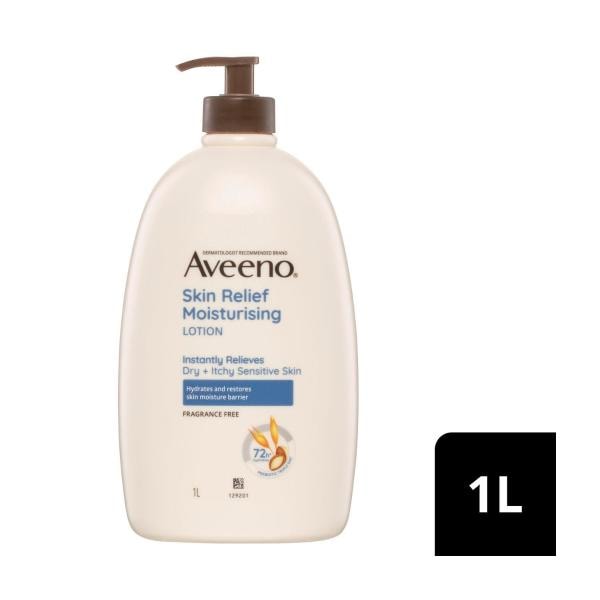 Aveeno Skin Relief Fragrance Free Body Lotion Shea Butter 72-Hour Intense Hydration Protect Extra Dry Itchy Sensitive Skin | 1L
