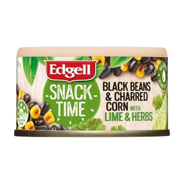 Edgell Snack Time Chargrilled Corn- Black Beans With Lime & Herbs | 70g