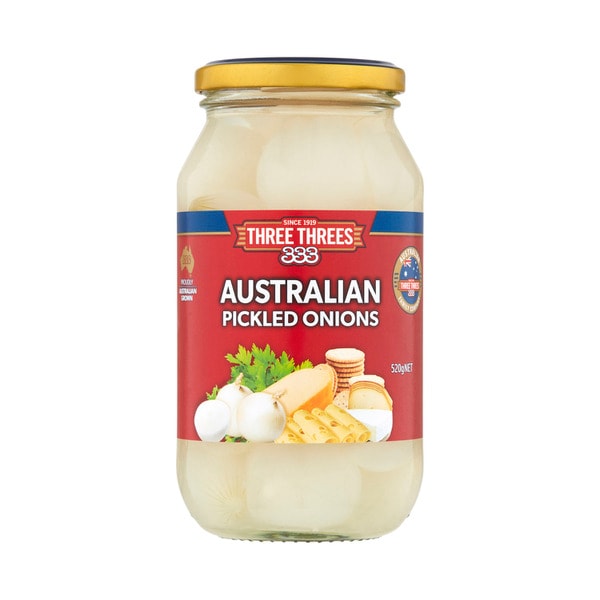 Three Threes White Pickled Australian Onions | 520g