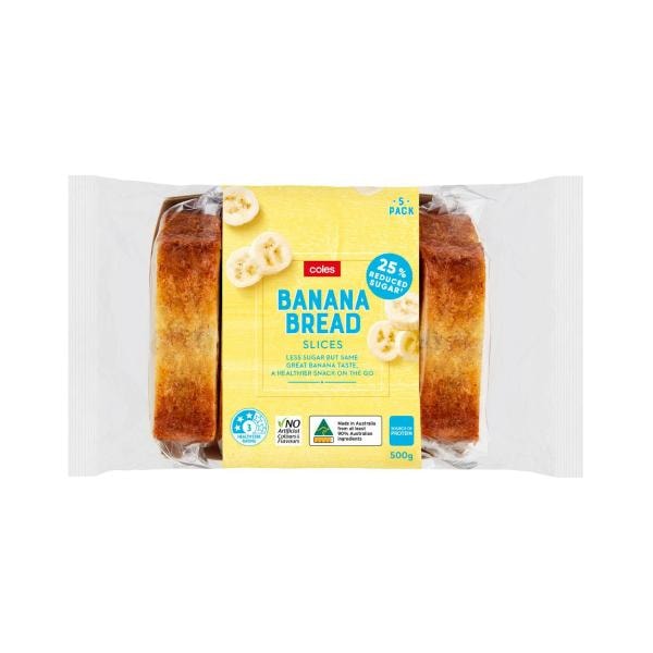 Coles Reduced Sugar Banana Bread Slices | 500g