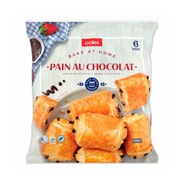Coles Frozen Bake At Home Pain Au Chocolat 6Pack | 420g