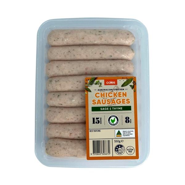 Coles Chicken Sage And Thyme Sausages | 550g
