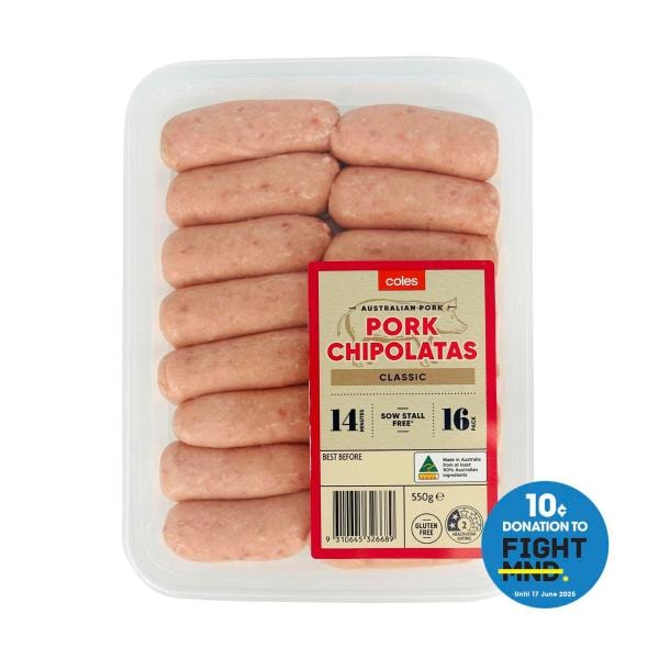 Coles Pork Chipolatas | 550g