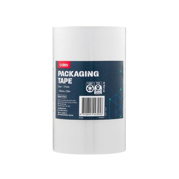 Coles Clear Packaging Tape | 3 pack