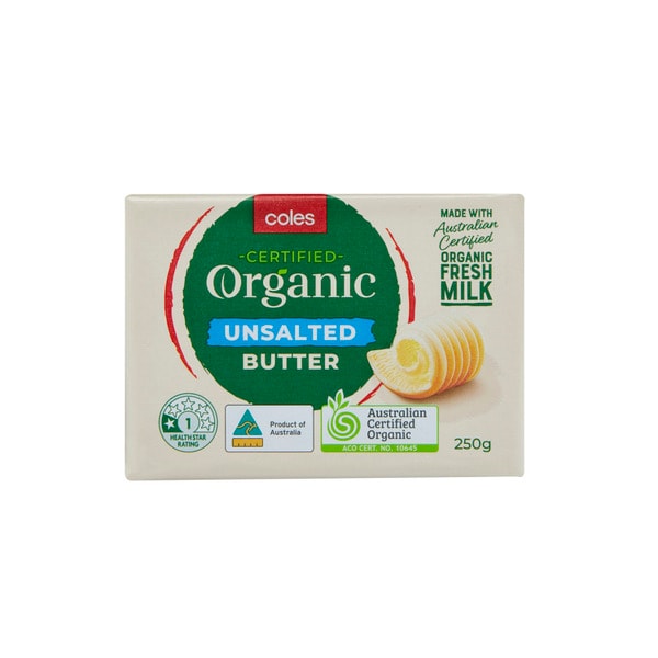 Coles Organic Unsalted Butter | 250g