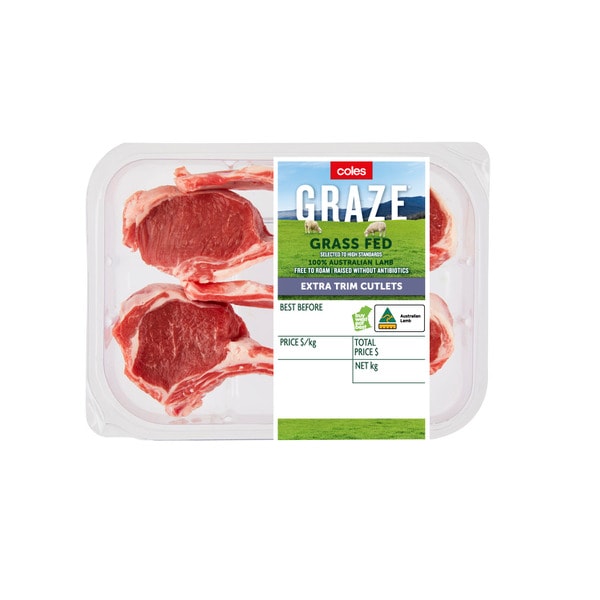 Coles Graze Lamb Extra Trim Cutlets | approx. 300g
