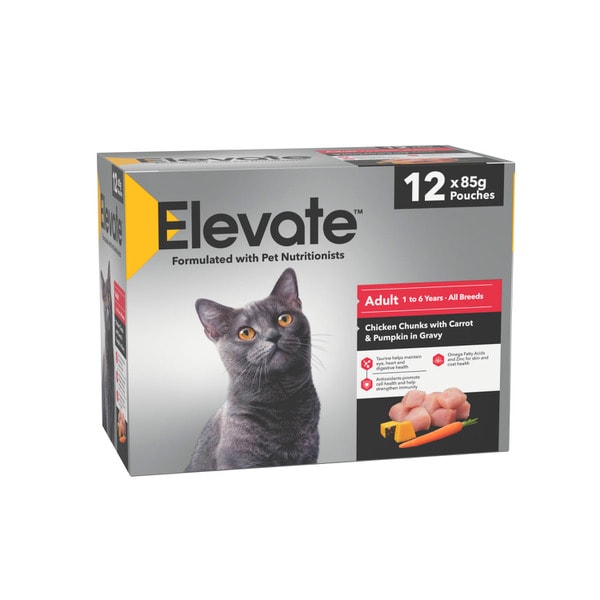 Elevate Adult Cat Chicken Chunks With Carrot & Pumpkin In Gravy 12X85g | 12 pack