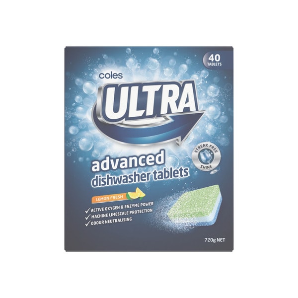 Coles Ultra Advanced Dishwasher Tablets | 40 pack