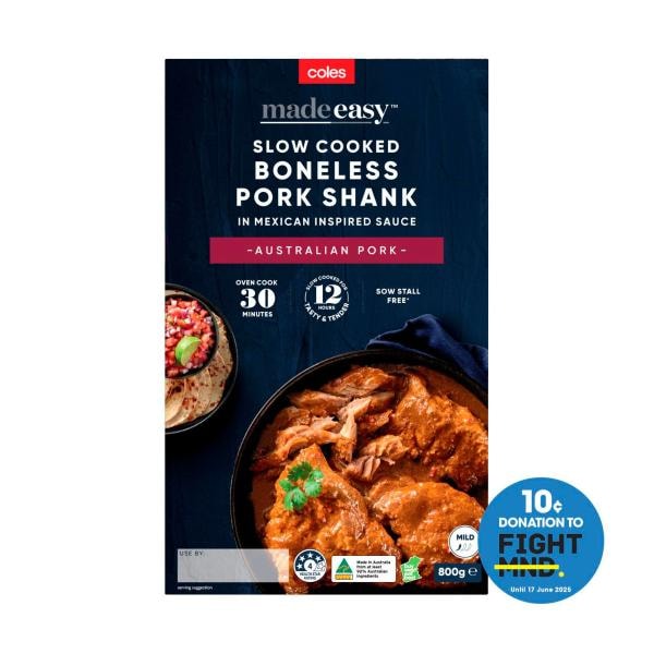 Coles Made Easy Slow Cooked Boneless Pork Shank With Mexican Sauce | 800g