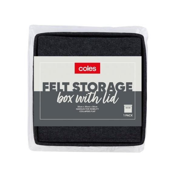 Coles Felt Storage Box With Lid | 1 each