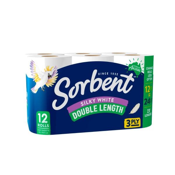 Sorbent Double Length Toilet Tissue | 12 pack