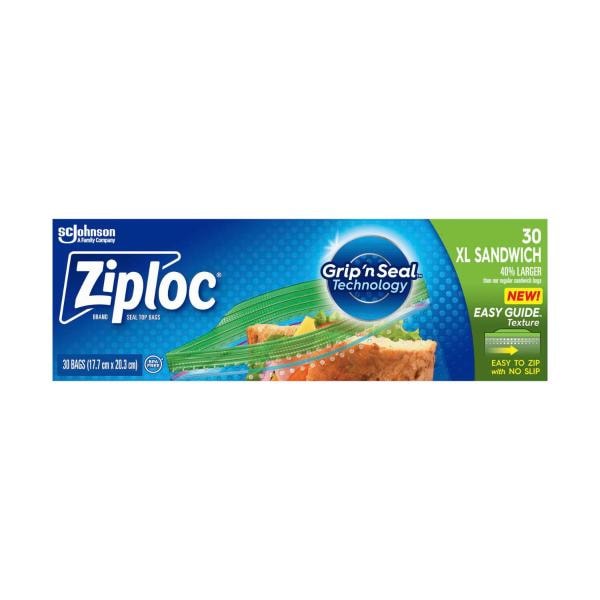 Ziploc XL Resealable Food Storage Sandwich Bags | 30 pack