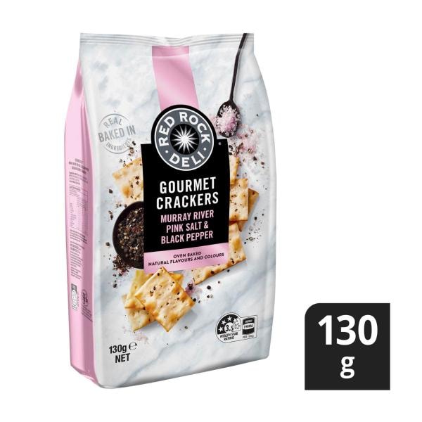 Red Rock Deli Gourmet Crackers Salt Black Pepper | 130g