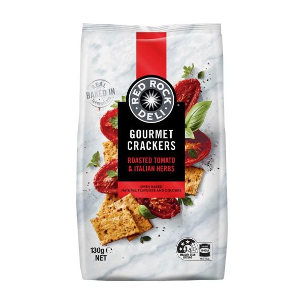 Red Rock Deli Gourmet Crackers Sundried Tomato & Herb | 130g