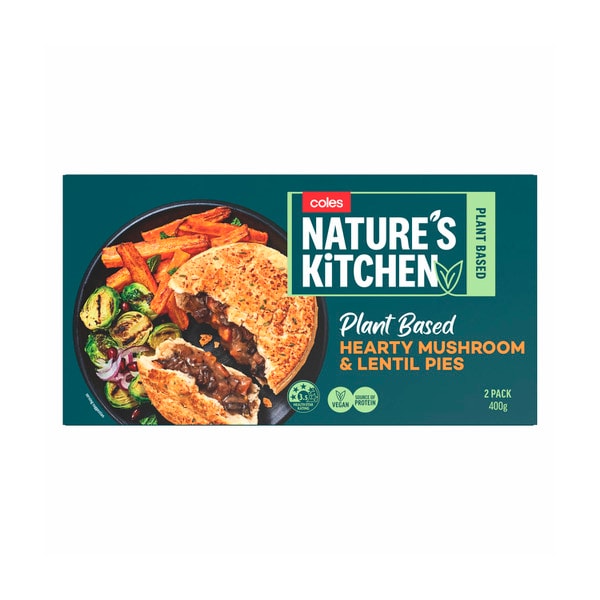 Coles Vegan Mushroom And Lentil Pies 2 Pack | 400g