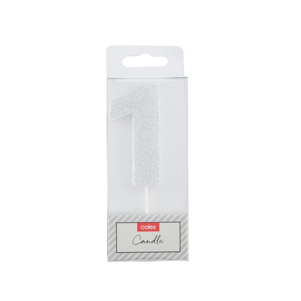 Coles Glitter Number Candle No 1 | 1 each