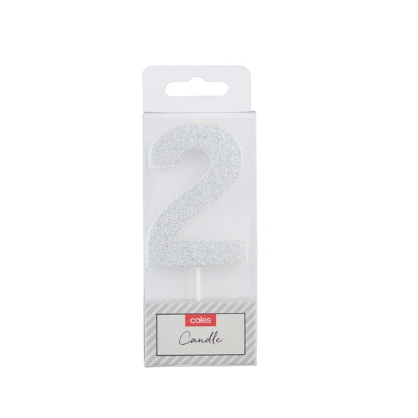 Coles Glitter Number Candle No 2 | 1 each