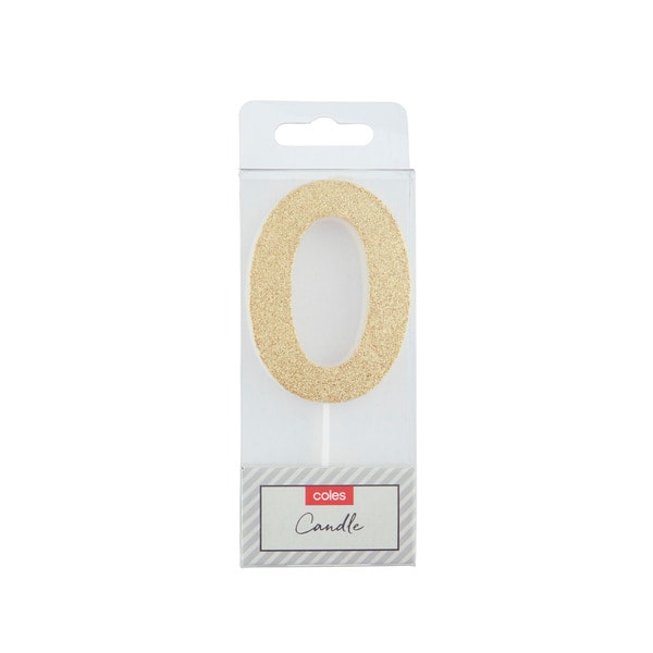 Coles Glitter Number Candle No 0 | 1 each